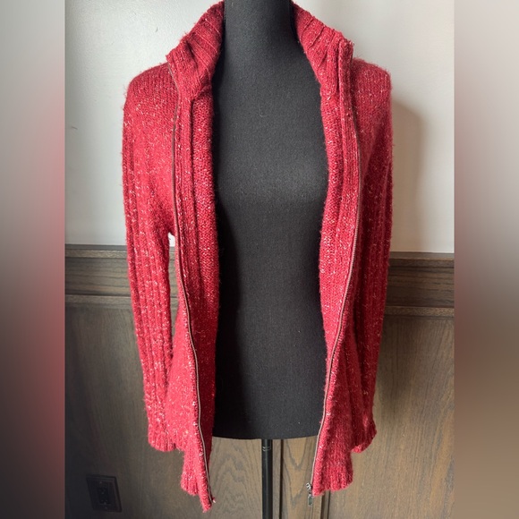 ALPS deep red vintage soft zip up sweater L - Picture 6 of 8